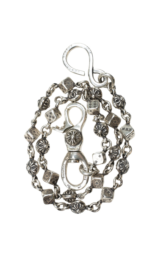 Silver Dice Cross Ball 1 Clip Wallet Chain