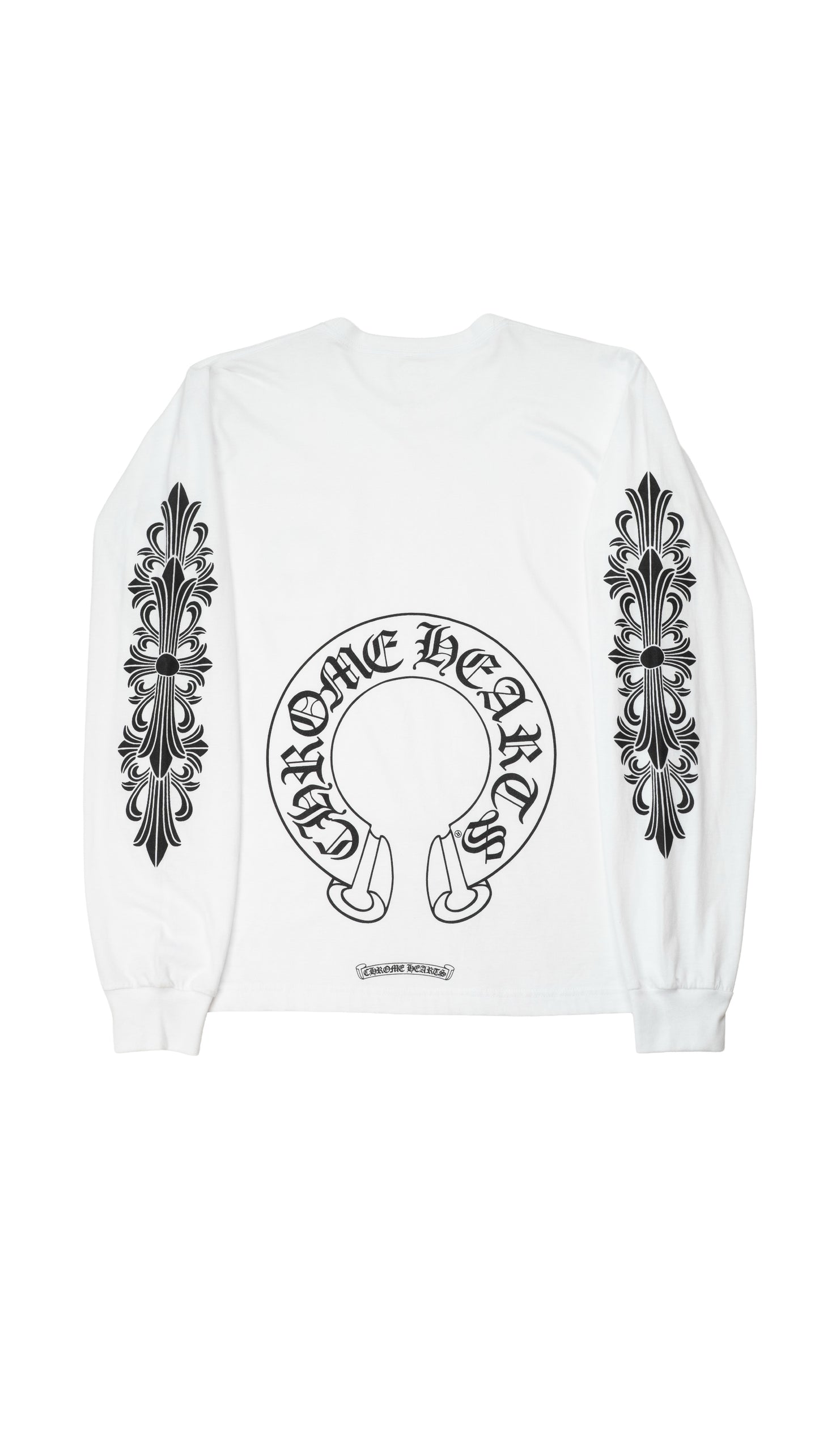 White' Floral Horseshoe Pocket Long Sleeve