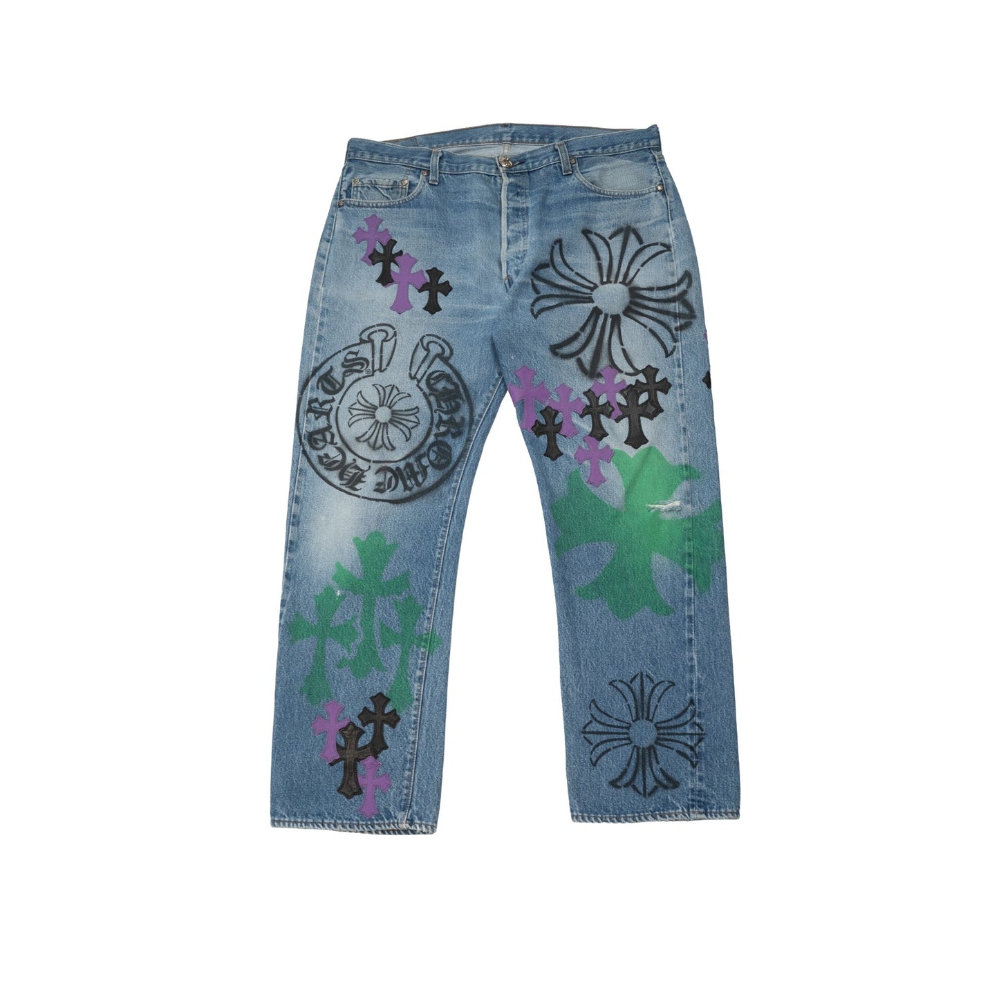 Green Levi's Stencil Cross Patch Jeans