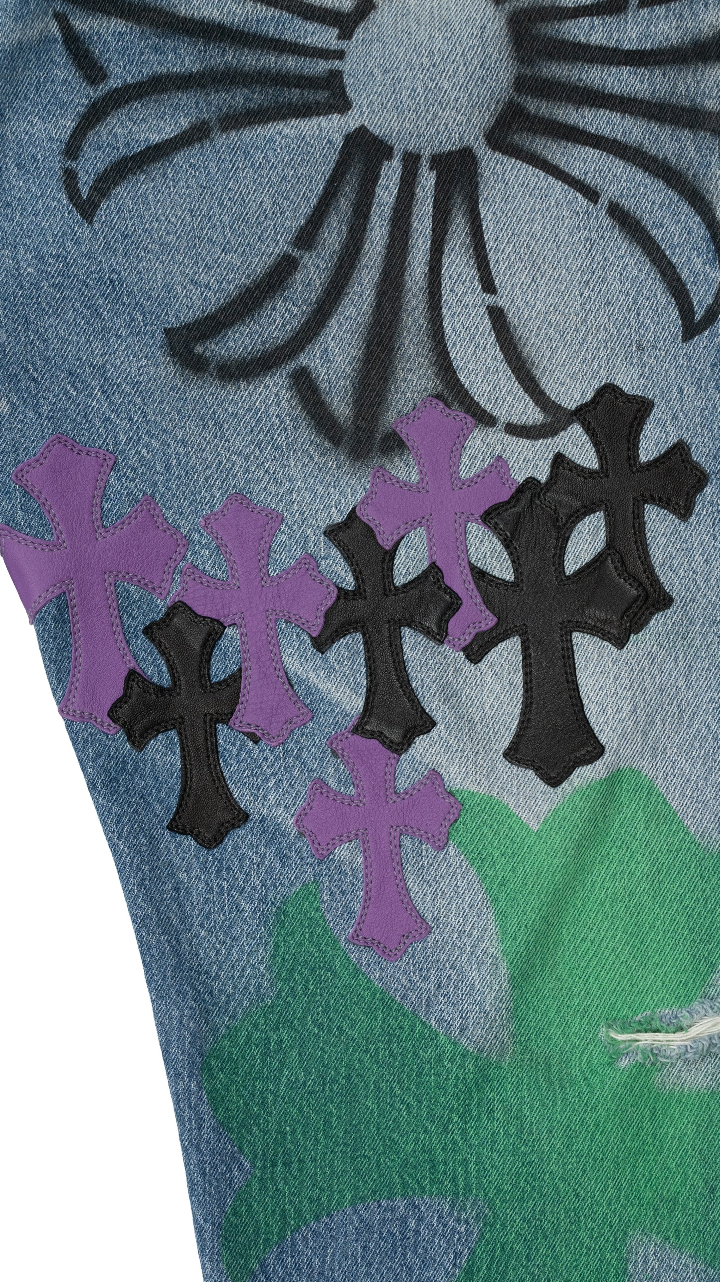 Green Levi's Stencil Cross Patch Jeans