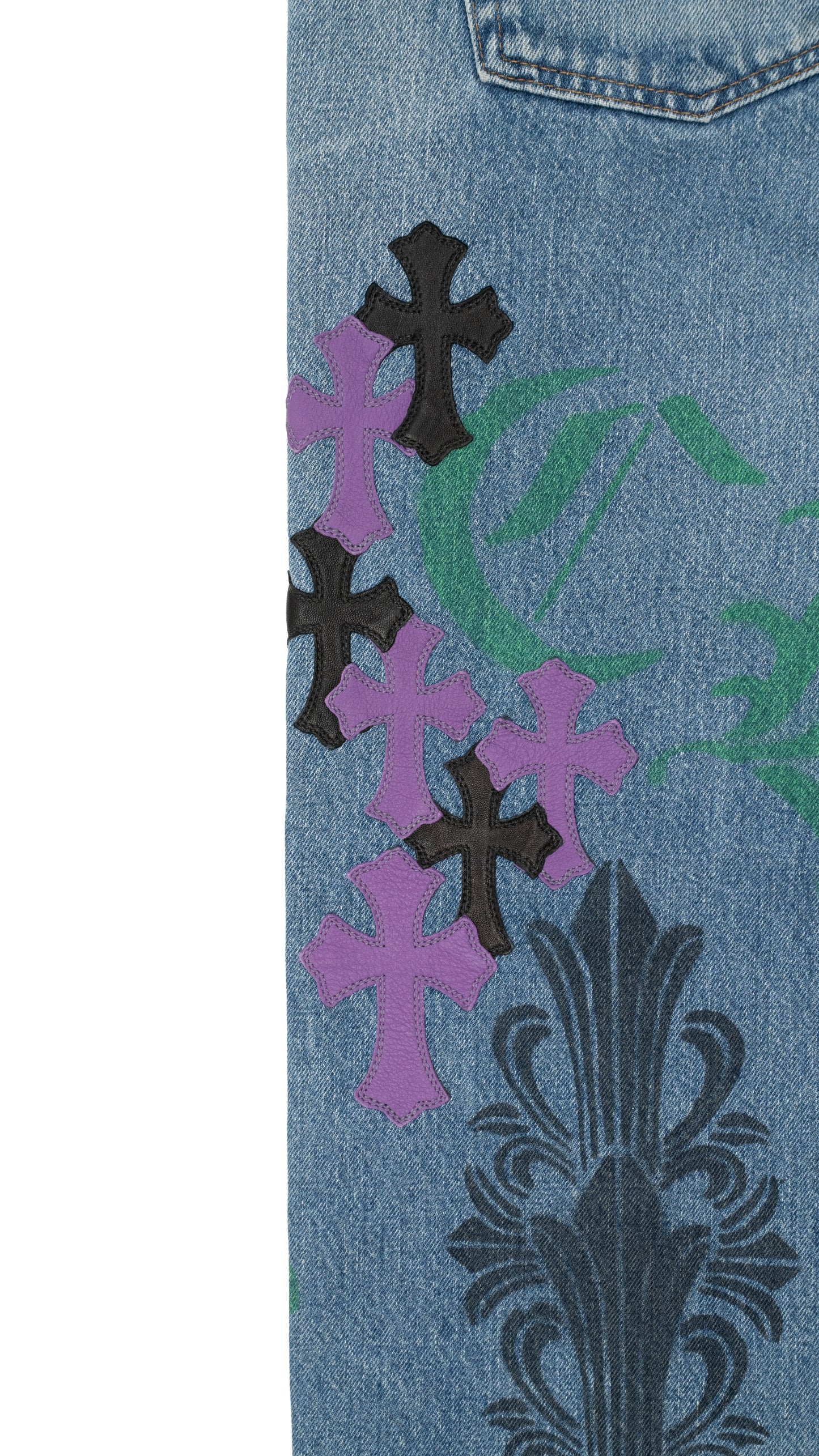 Green Levi's Stencil Cross Patch Jeans