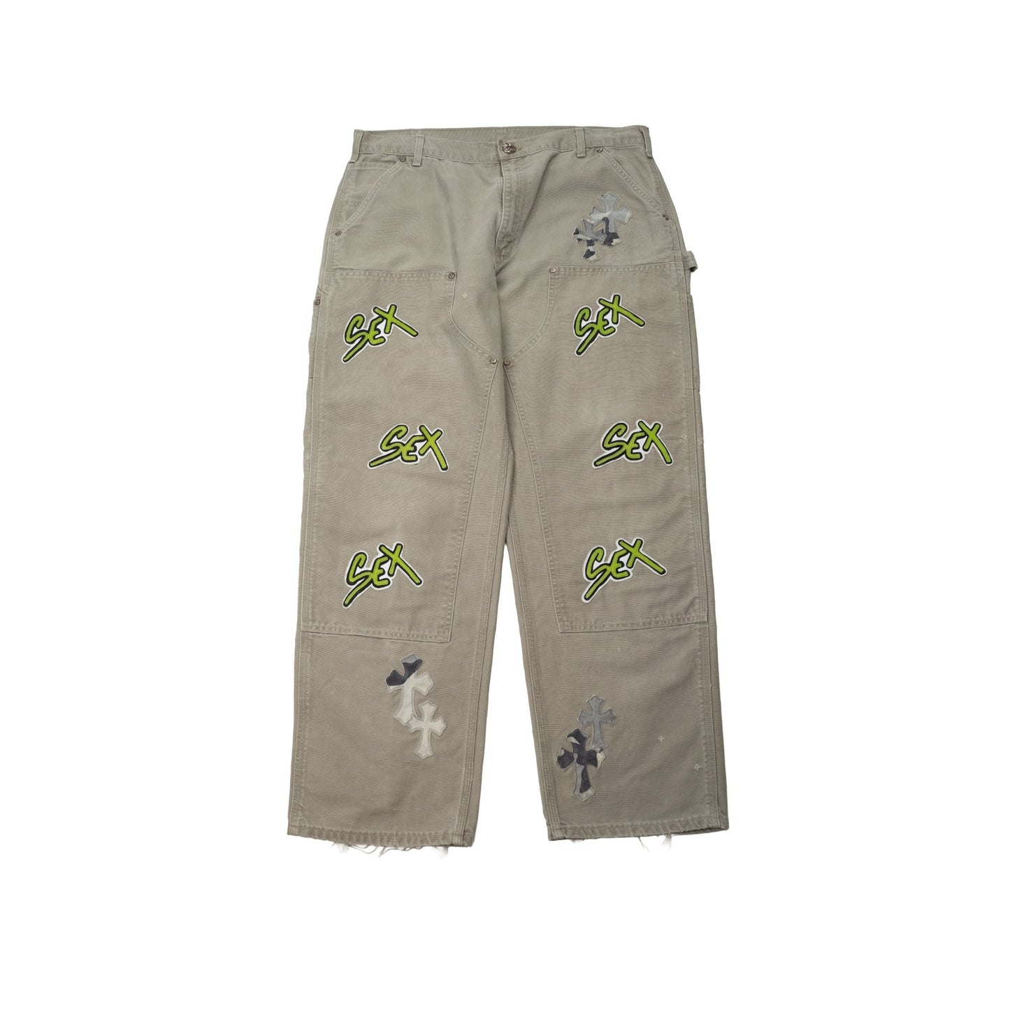 Sex Records Double Knee Carpenter Jeans 'Grey Khaki'