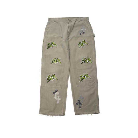 Sex Records Double Knee Carpenter Jeans 'Grey Khaki'