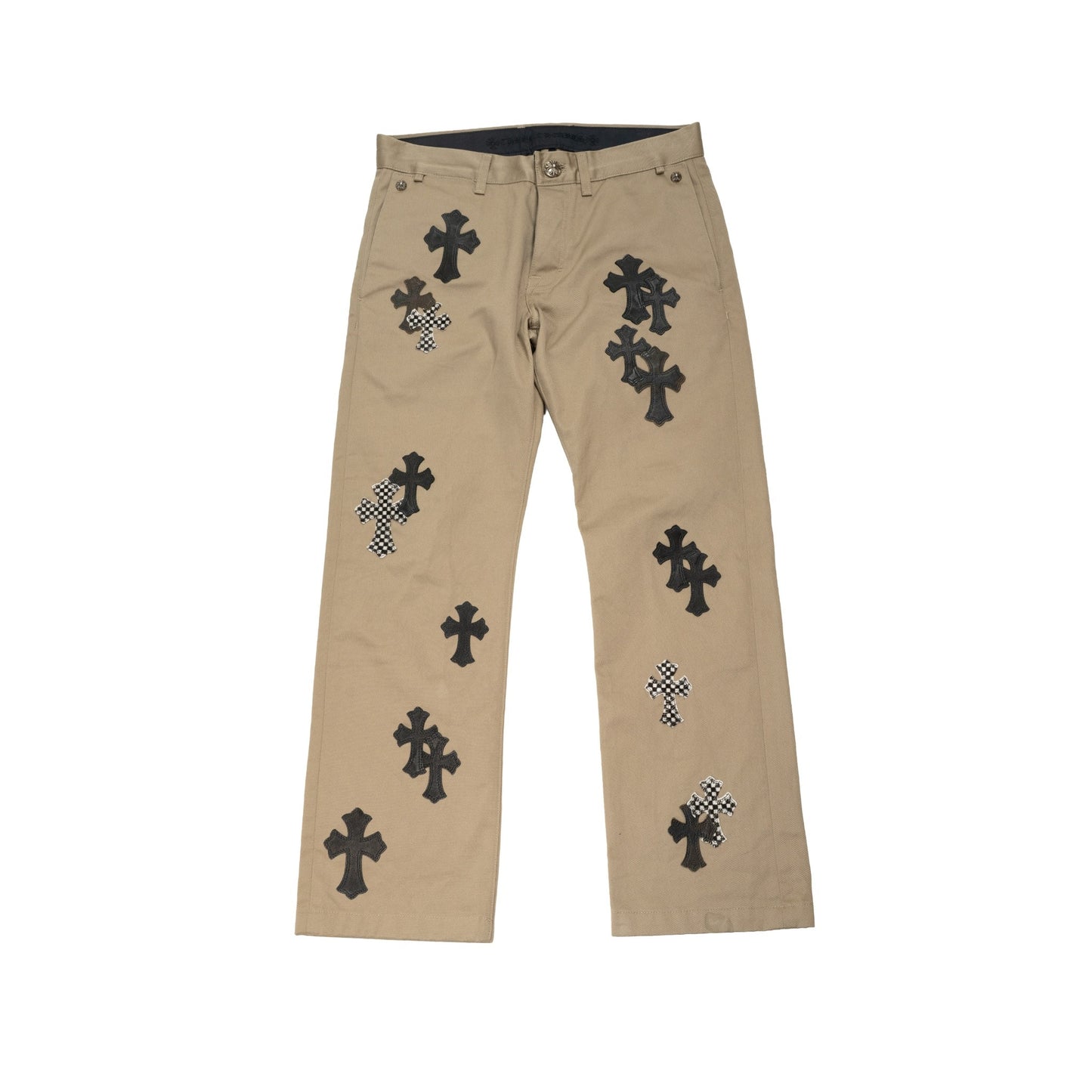 Black & Checkerboard Cross Patch Chino Pants