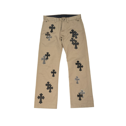 Black & Checkerboard Cross Patch Chino Pants