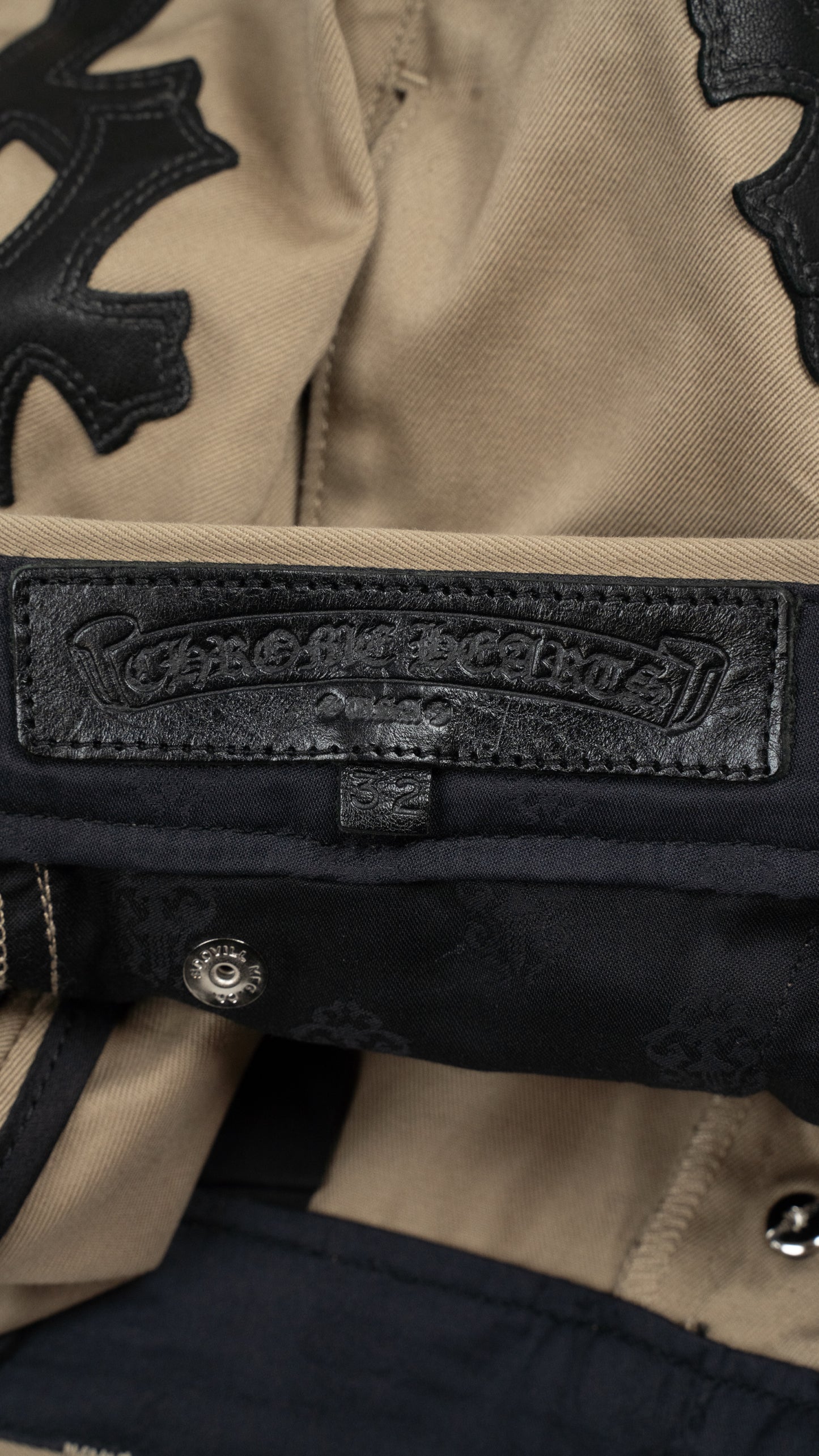 Black & Checkerboard Cross Patch Chino Pants