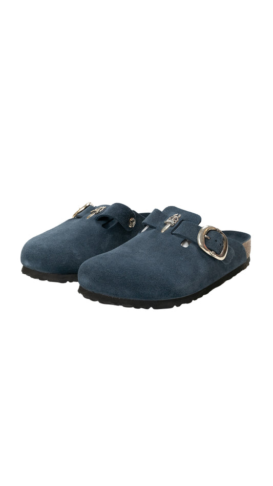 Birkenstock Boston Gunslinger Suede Mules 'Navy Tonal'