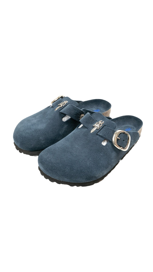 Birkenstock Boston Gunslinger Suede Mules 'Navy Tonal'