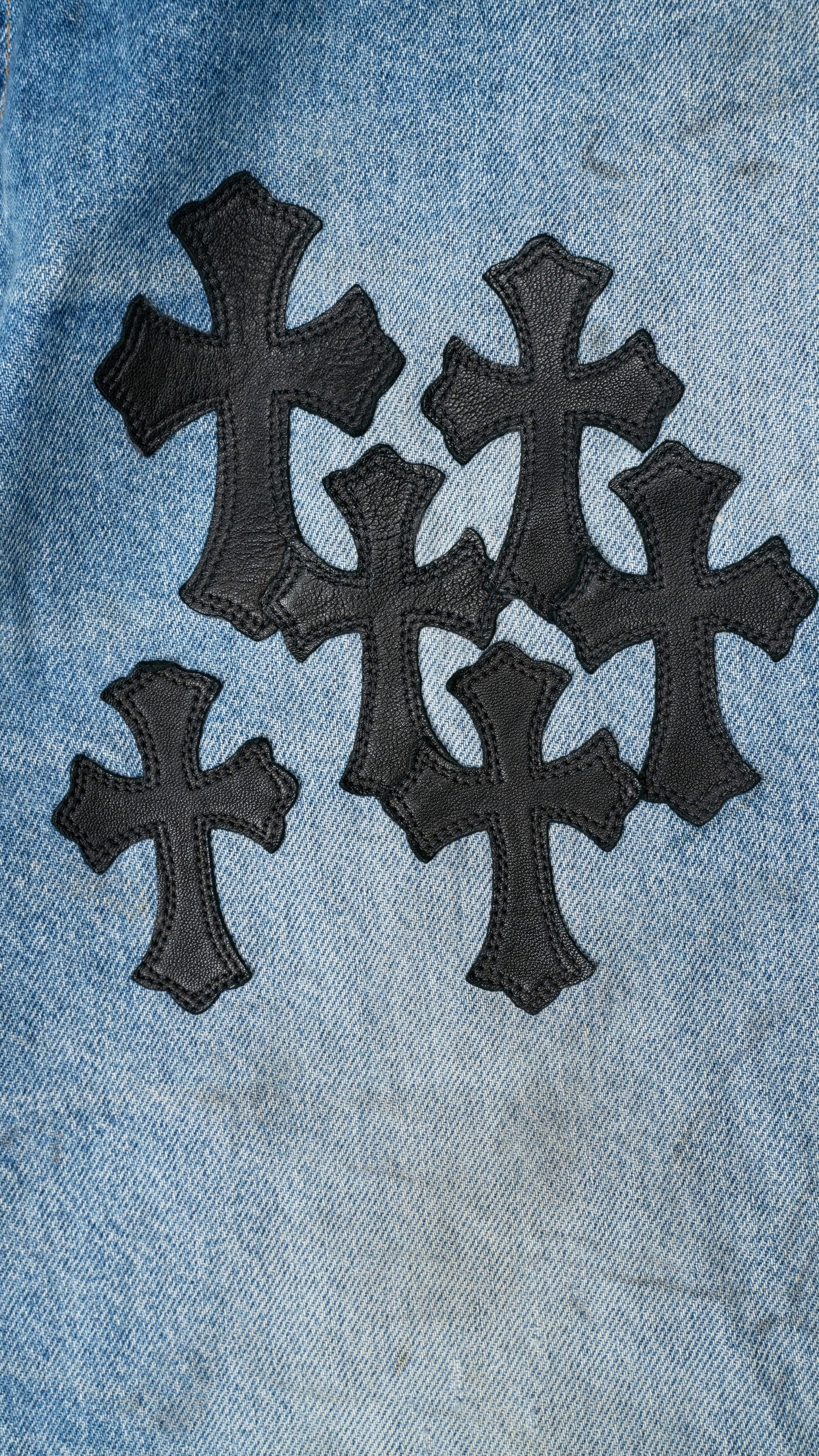 Denim 'Flooded Front' Black Cross Patch Jeans