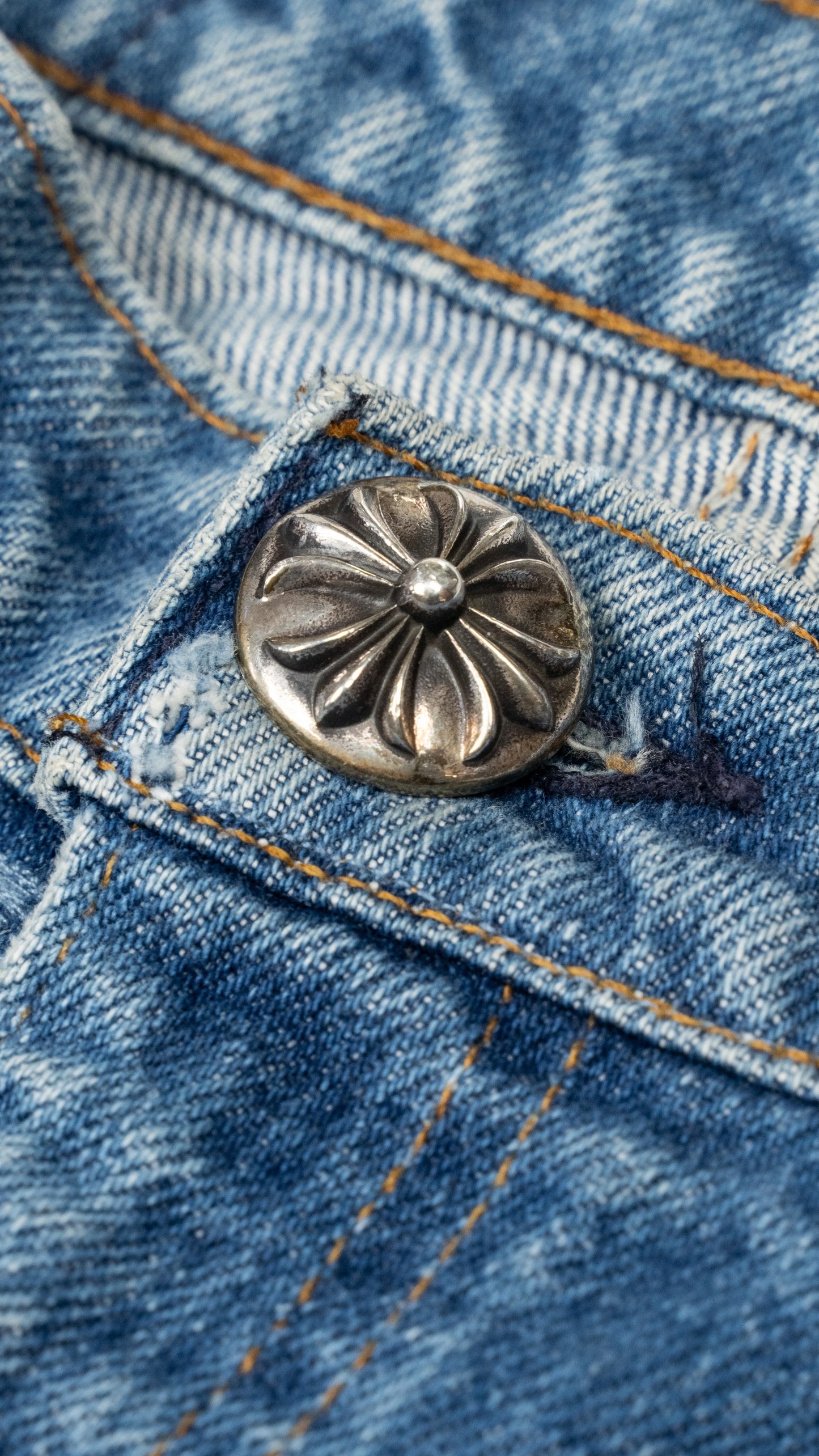 Denim 'Flooded Front' Black Cross Patch Jeans