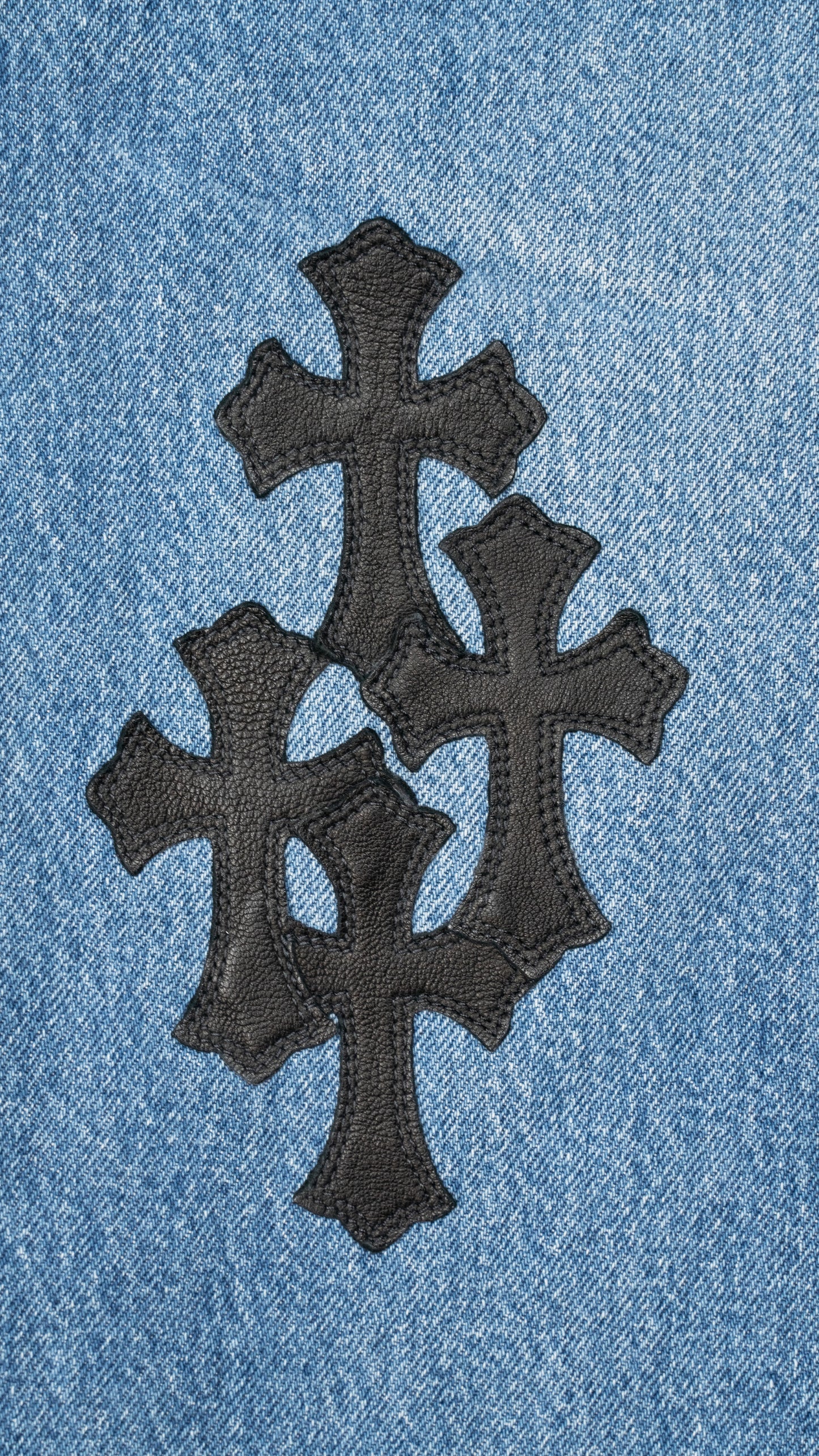 Denim 'Flooded Front' Black Cross Patch Jeans