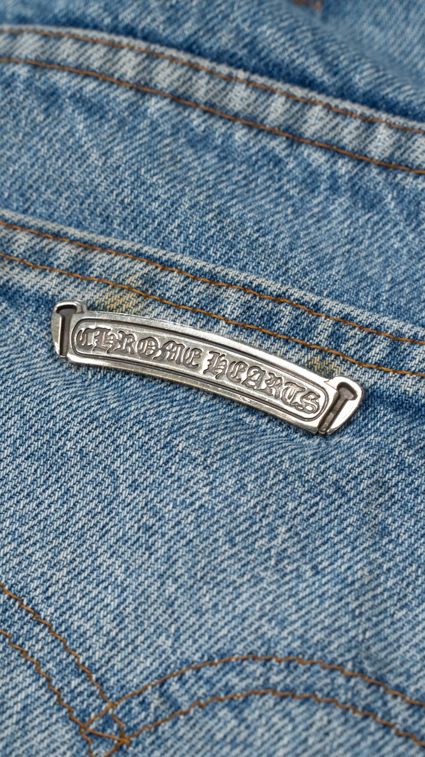 Denim 'Flooded Front' Black Cross Patch Jeans