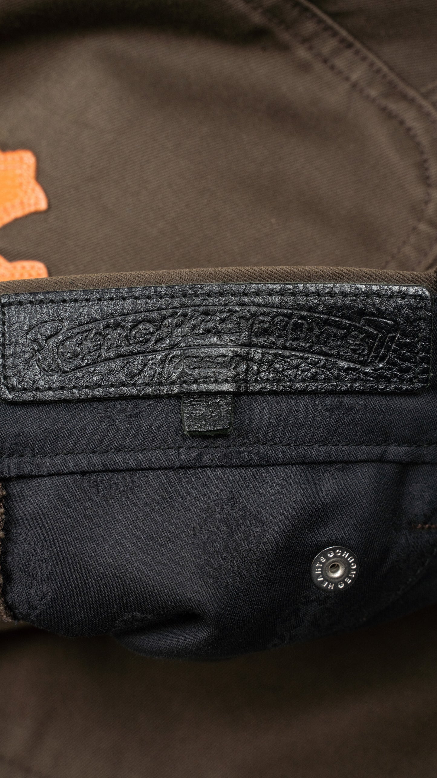 Brown Orange Cross Patch Carpenter Pants