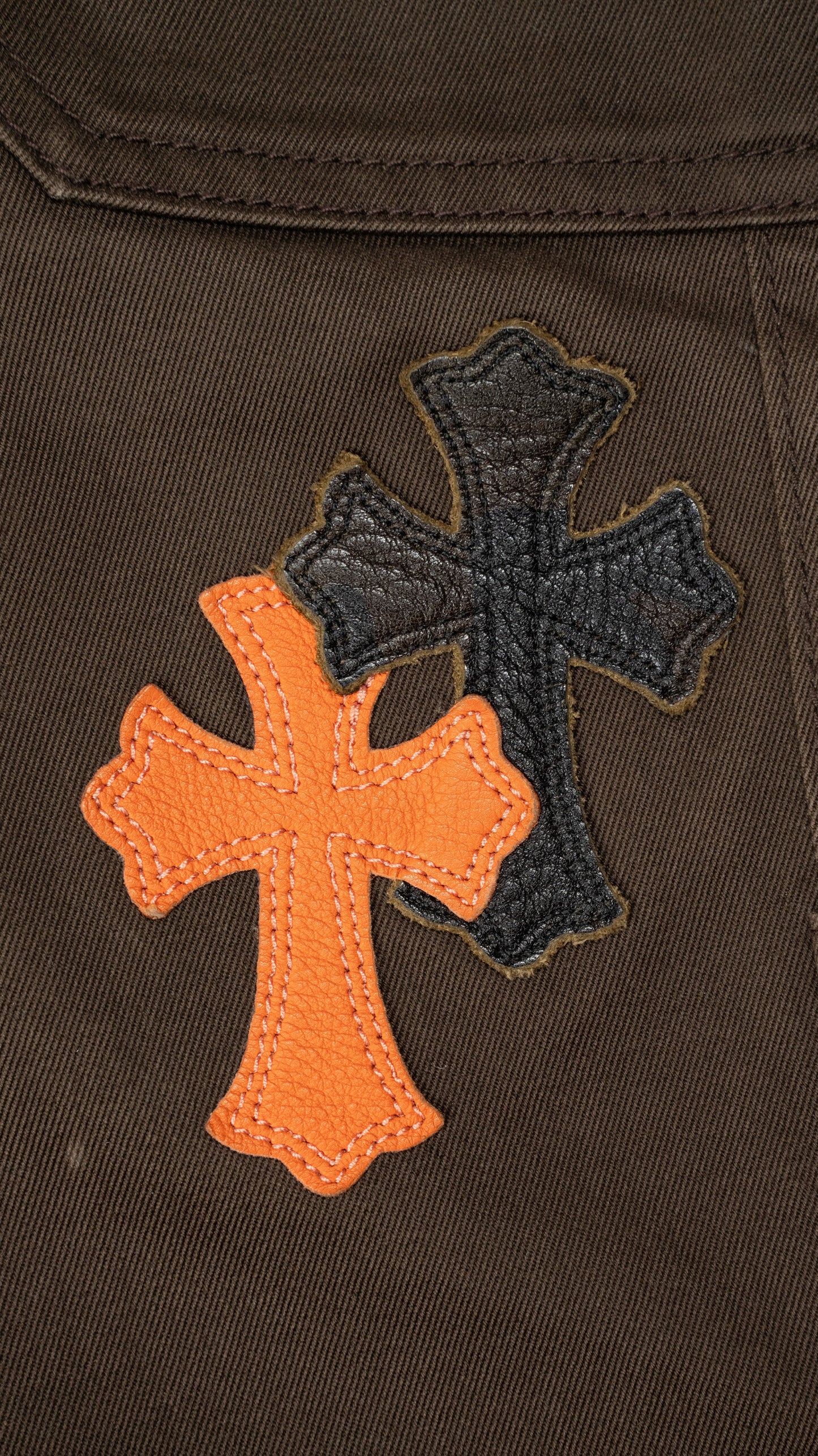 Brown Orange Cross Patch Carpenter Pants
