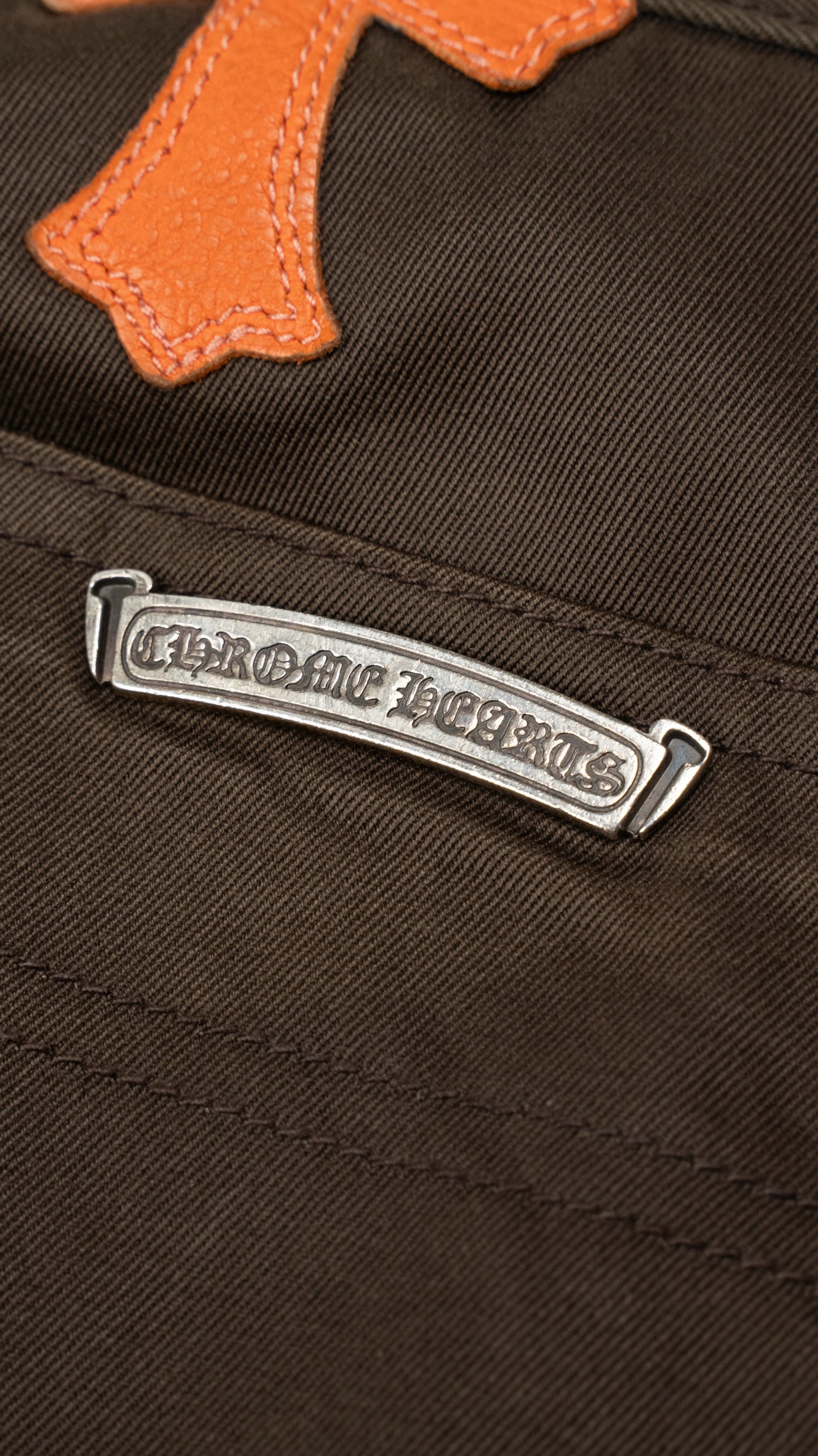 Brown Orange Cross Patch Carpenter Pants