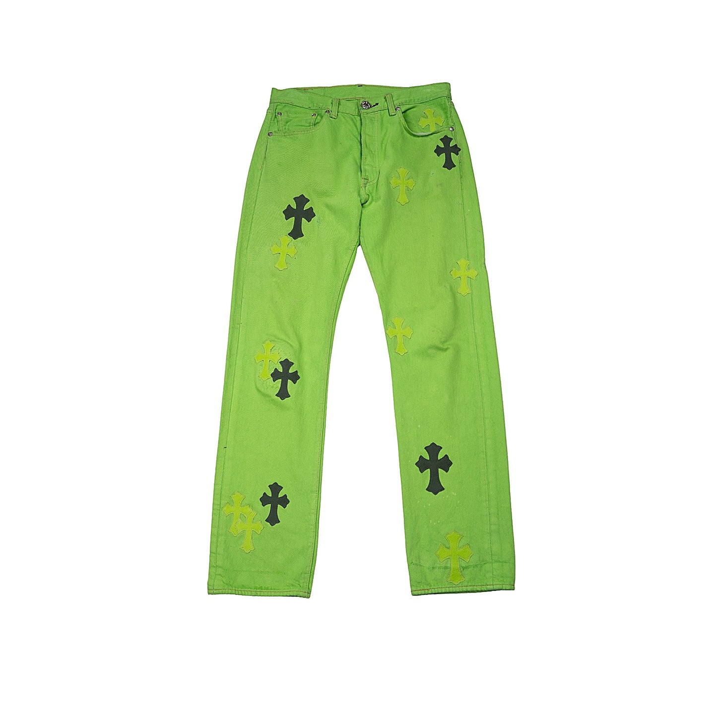 Levi's 501 Sex Record Exclusive Edition Cross Patch Green Denim Jeans