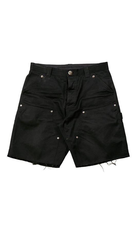 Black Double Knee Denim Shorts