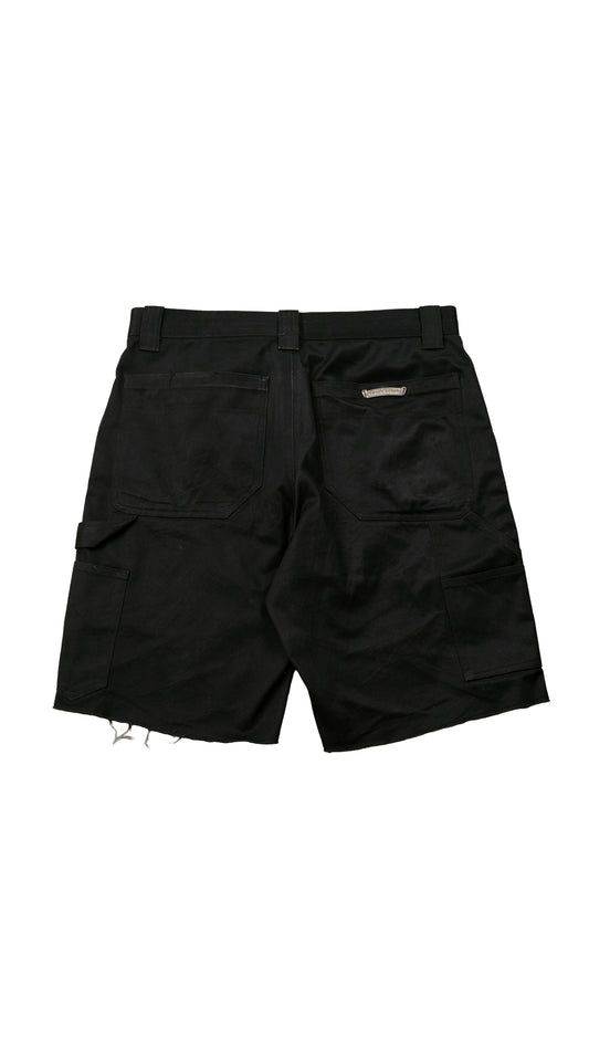 Black Double Knee Denim Shorts