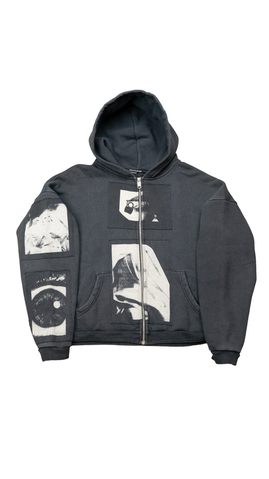 Madonna' Assemblage Patchwork Zip-up Hoodie