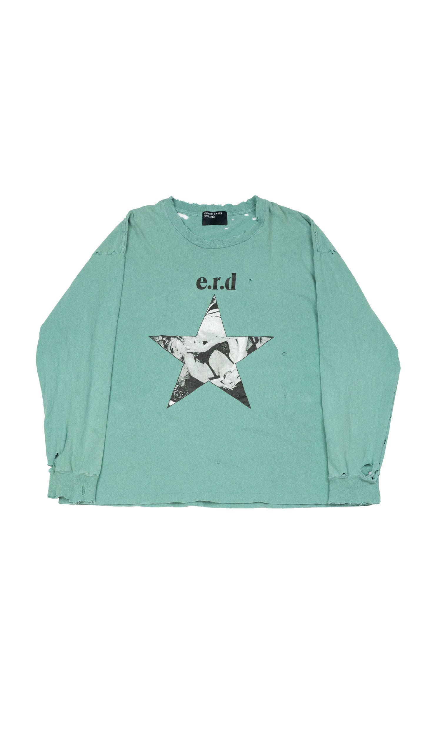 Pleasures Denied' Teal Distressed Long Sleeve