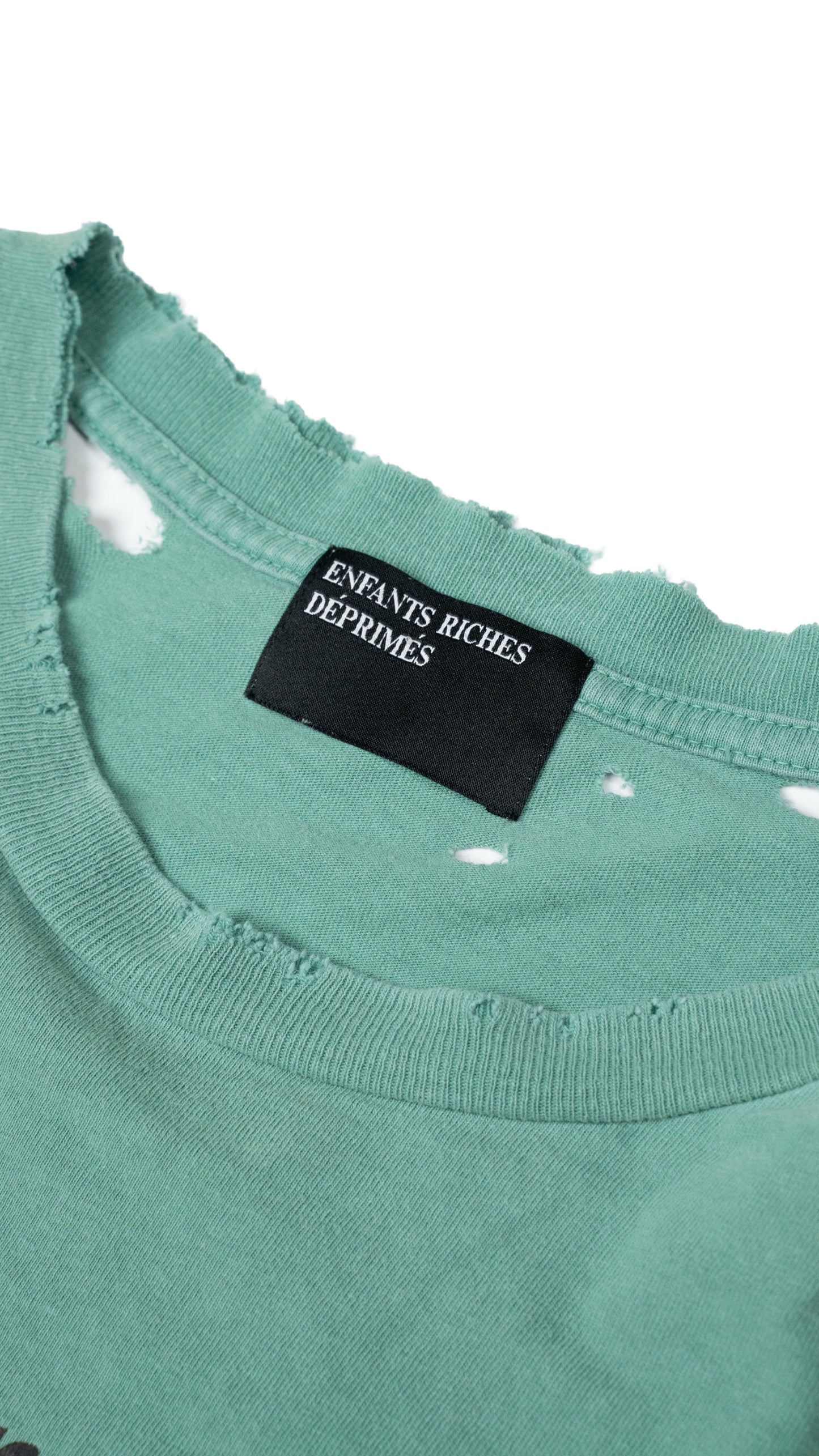 Pleasures Denied' Teal Distressed Long Sleeve