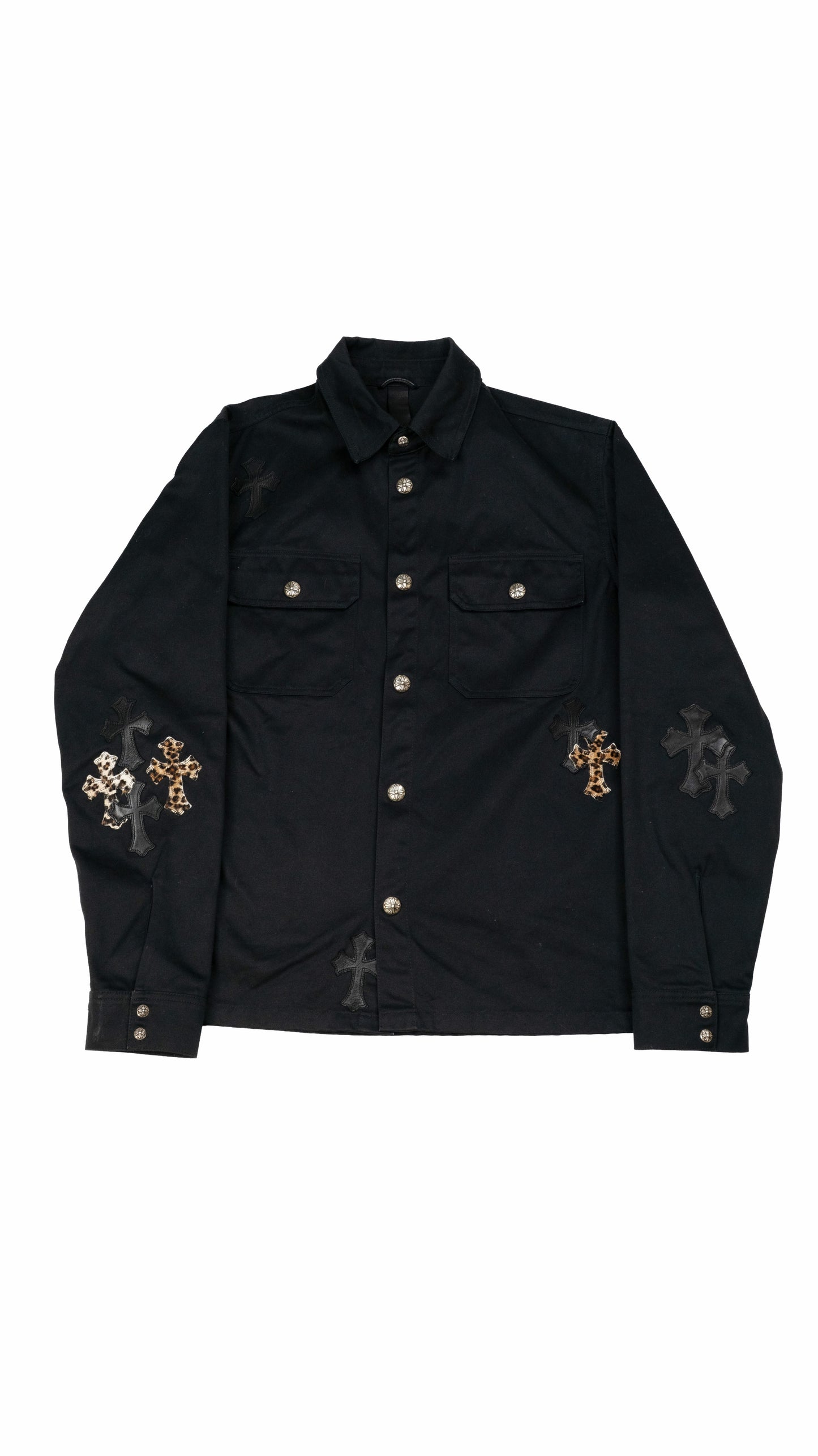 Leopard Patch Work Dog Shirt Jacket