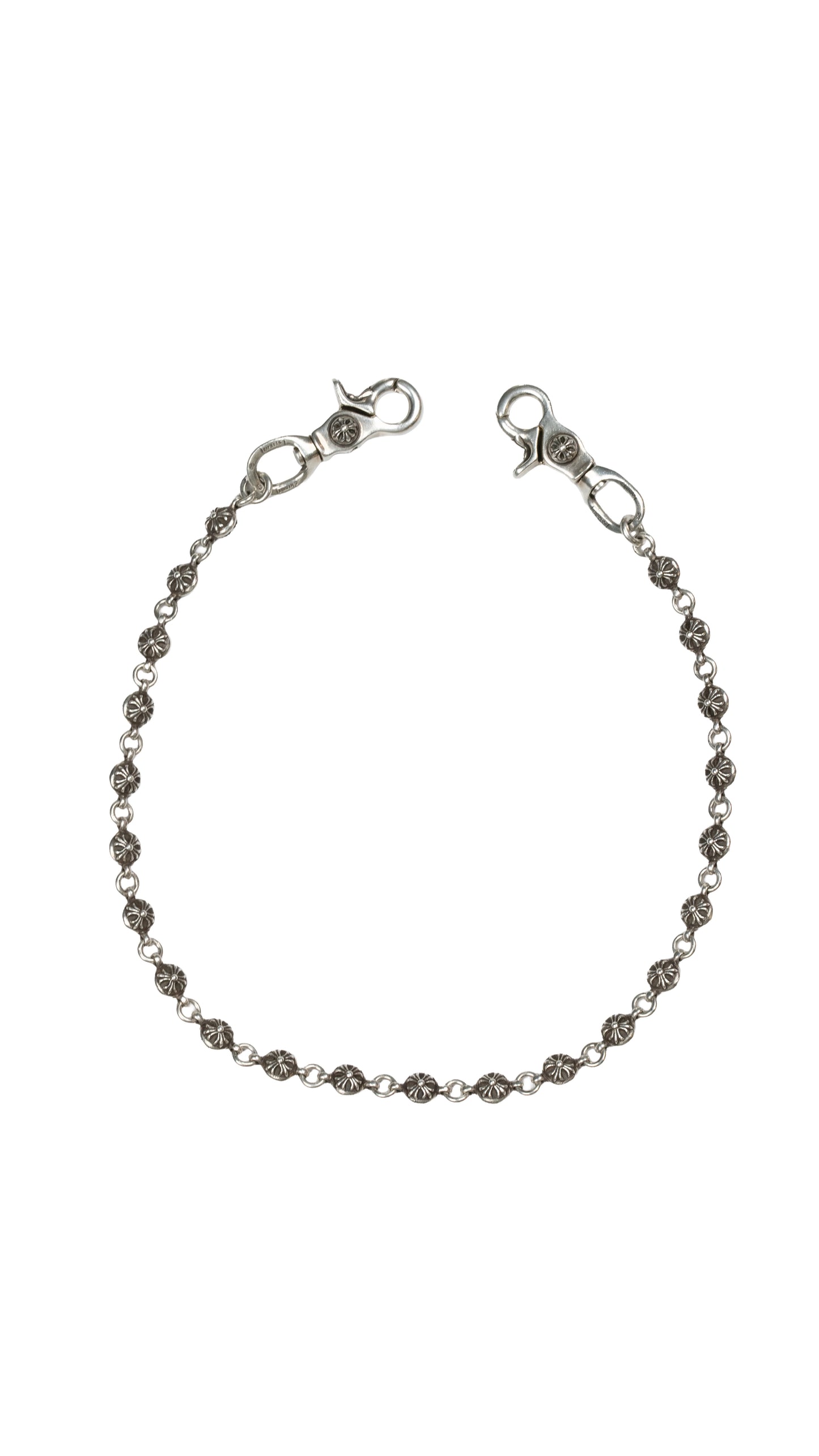 Double Clasp Silver Cross Ball Wallet Chain