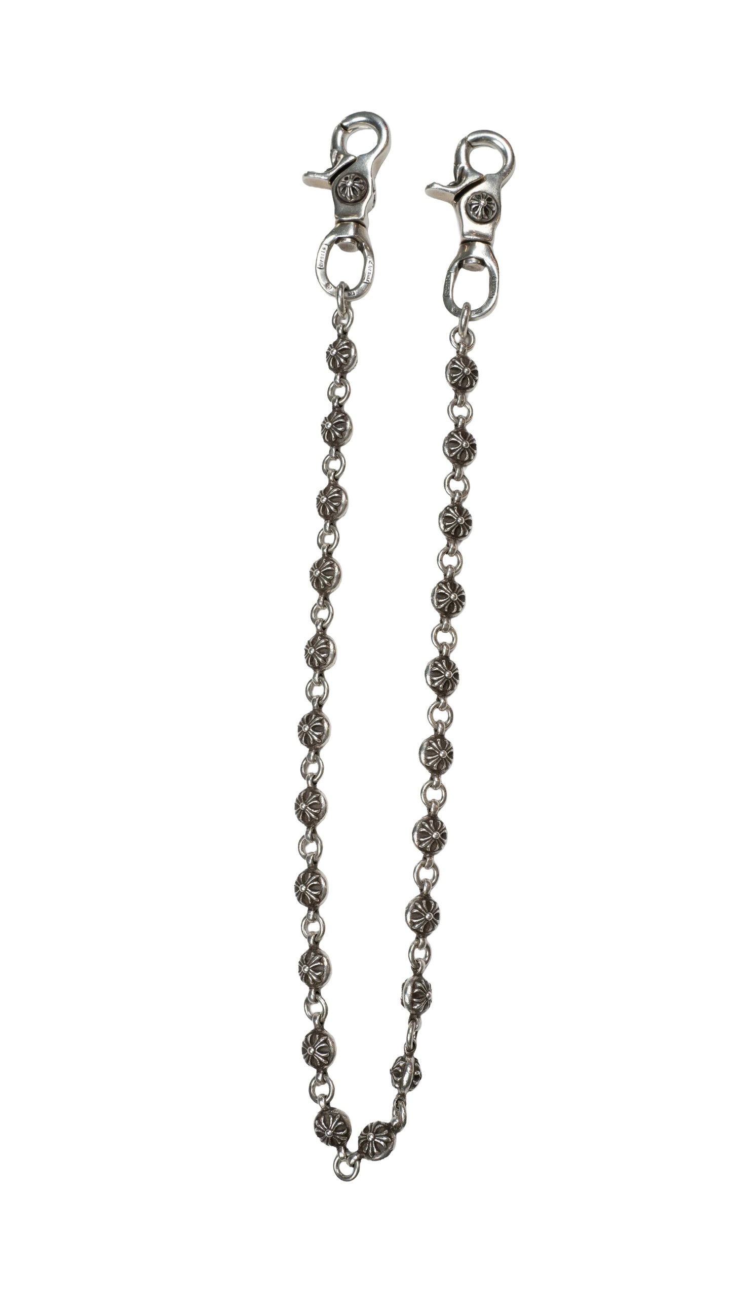 Double Clasp Silver Cross Ball Wallet Chain