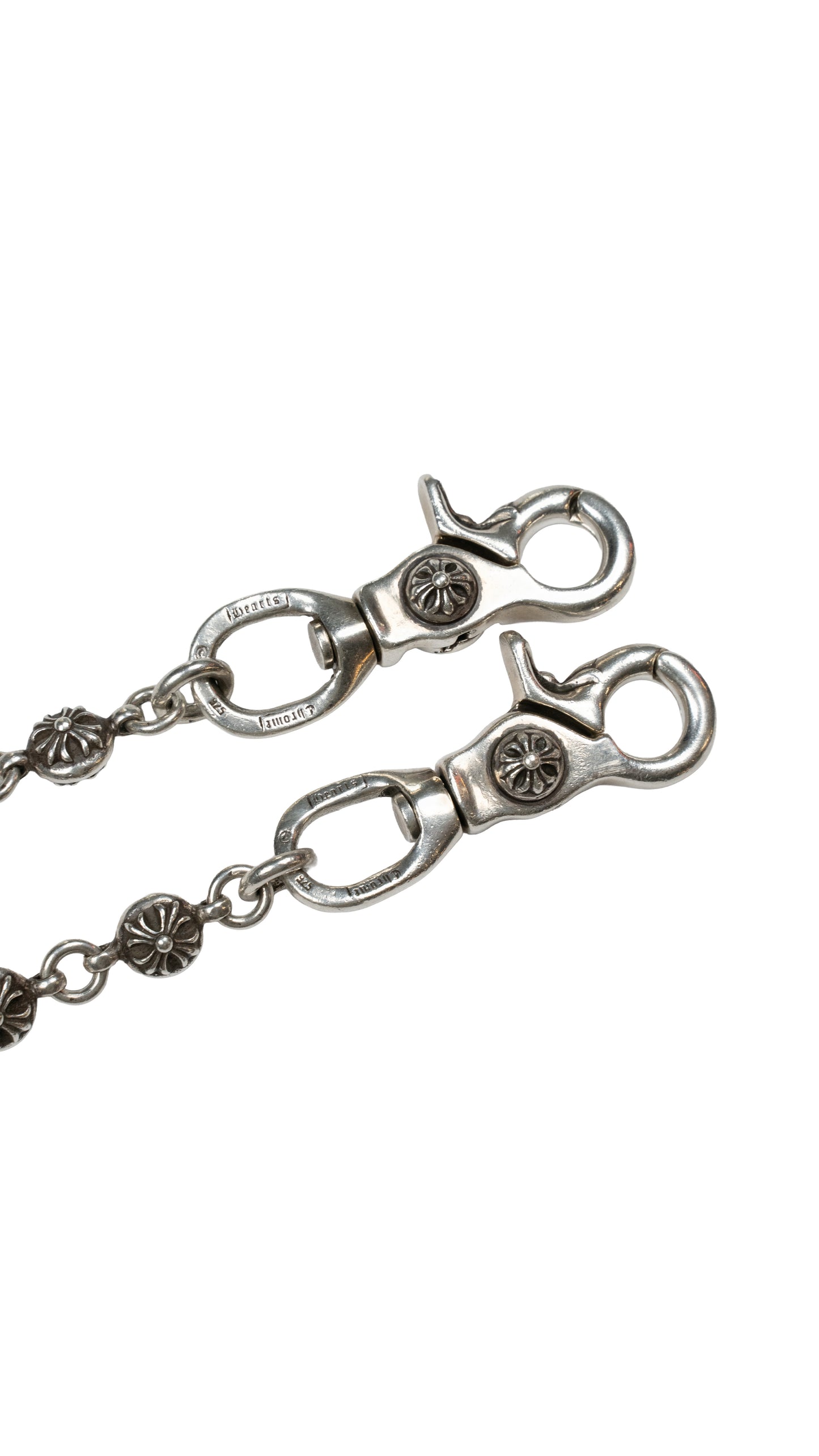Double Clasp Silver Cross Ball Wallet Chain