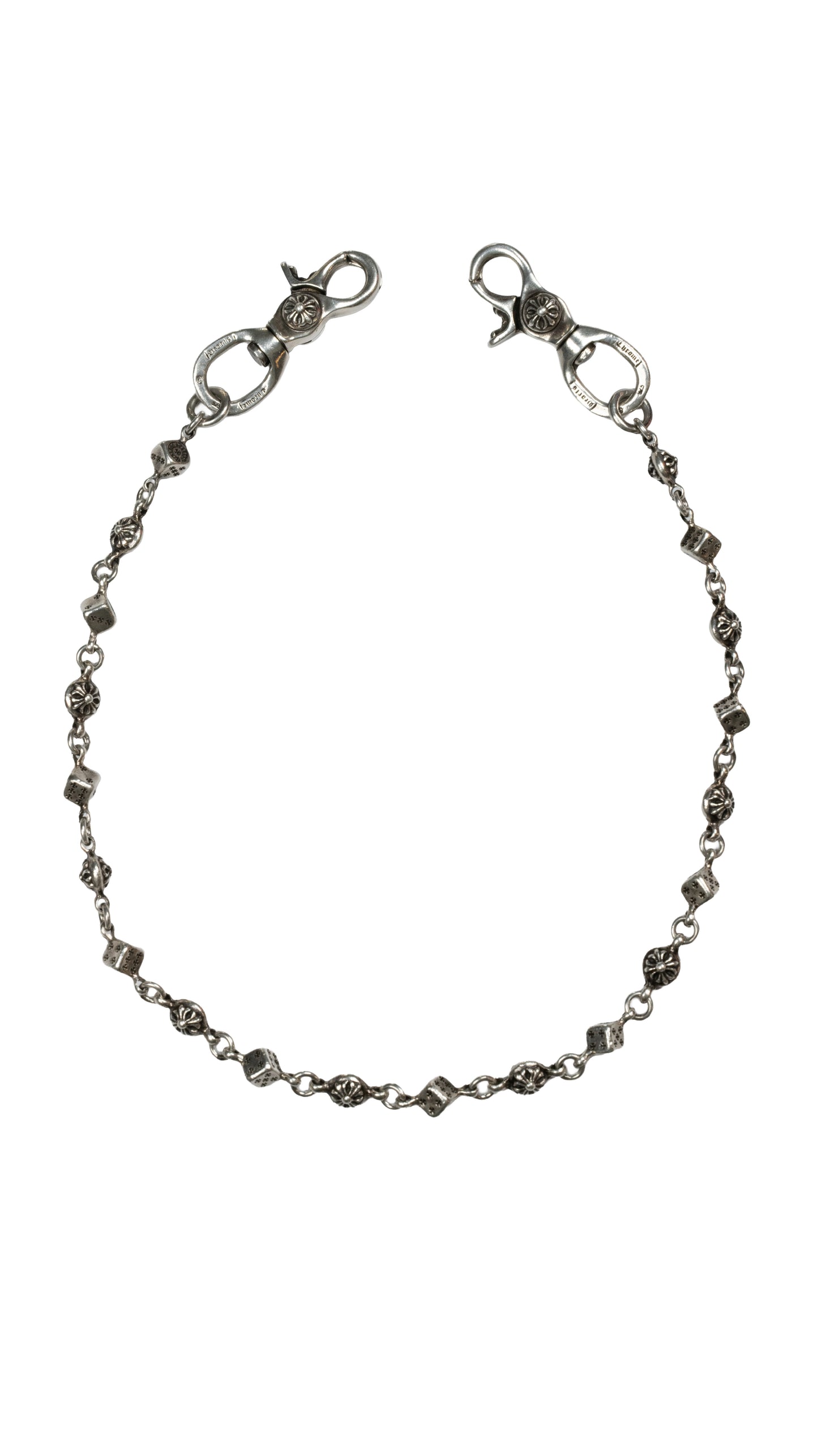 Silver Dice Ball Double Clasp Wallet Chain