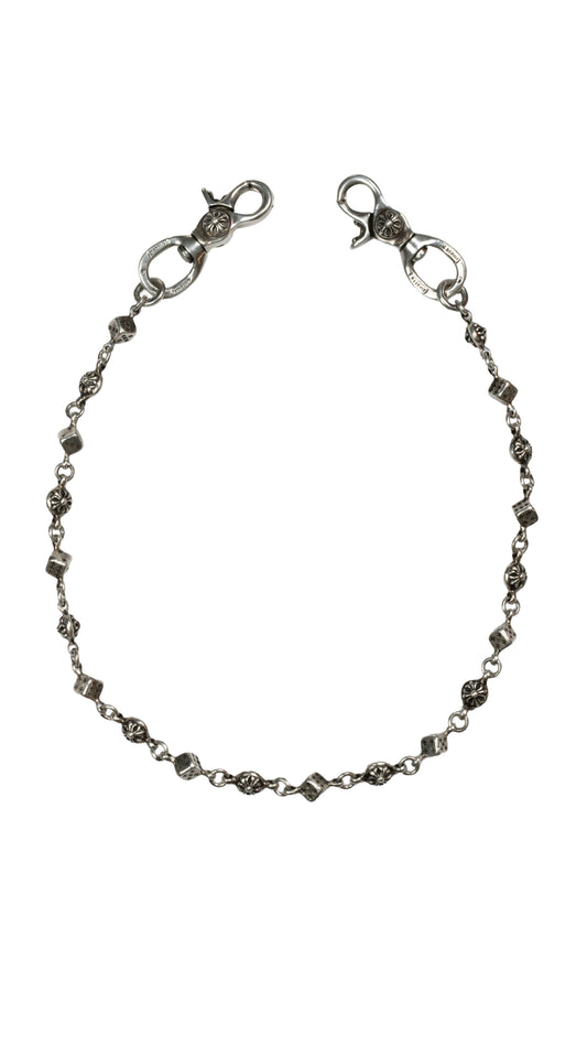 Silver Dice Ball Double Clasp Wallet Chain