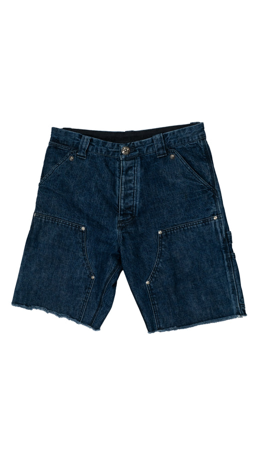 Blue Double Knee Denim Shorts