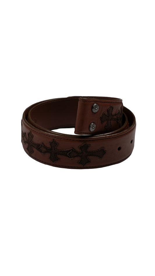 Brown Cemetery Brown Cross Patch Leather Strap