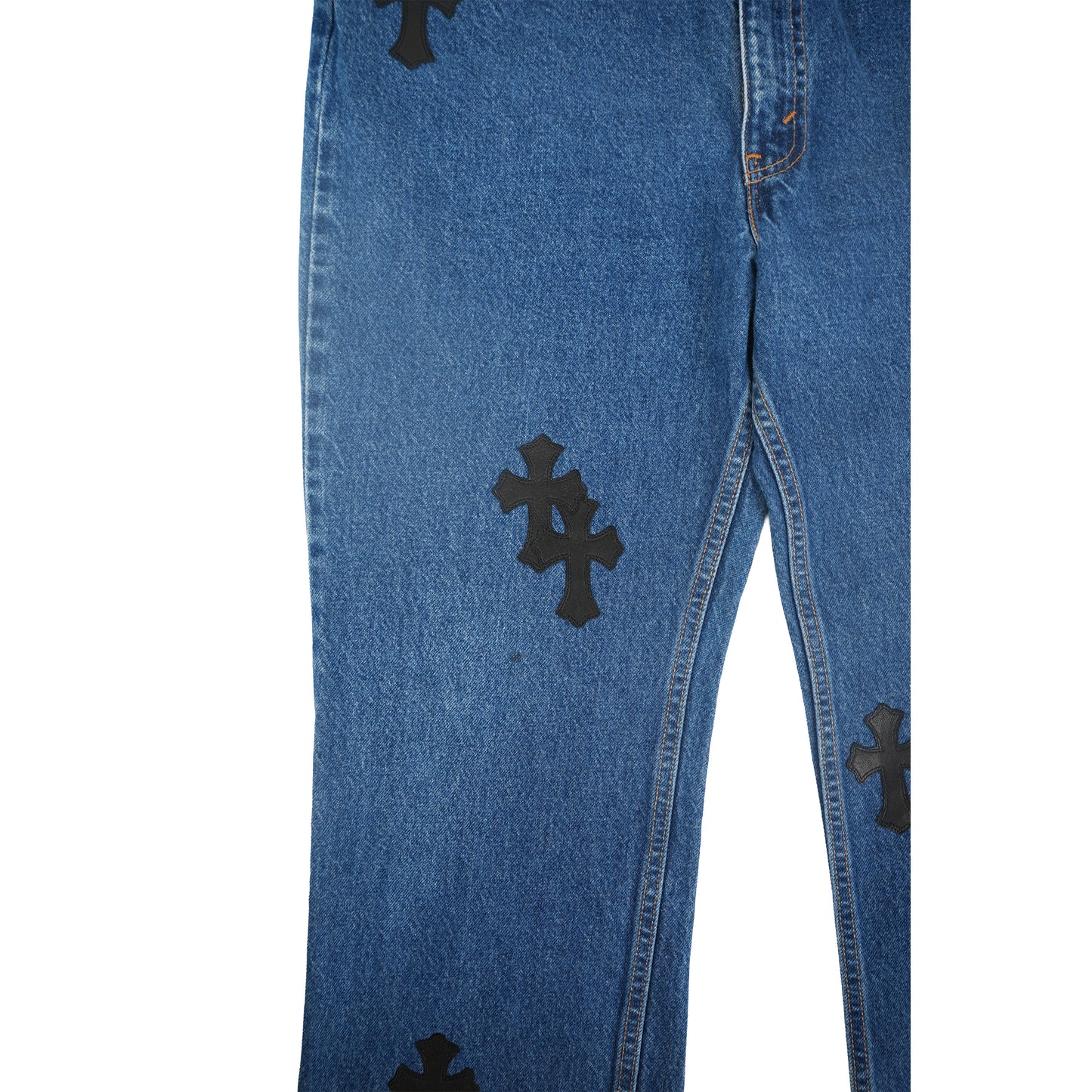 517 Levi's Black Cross Patch Jeans