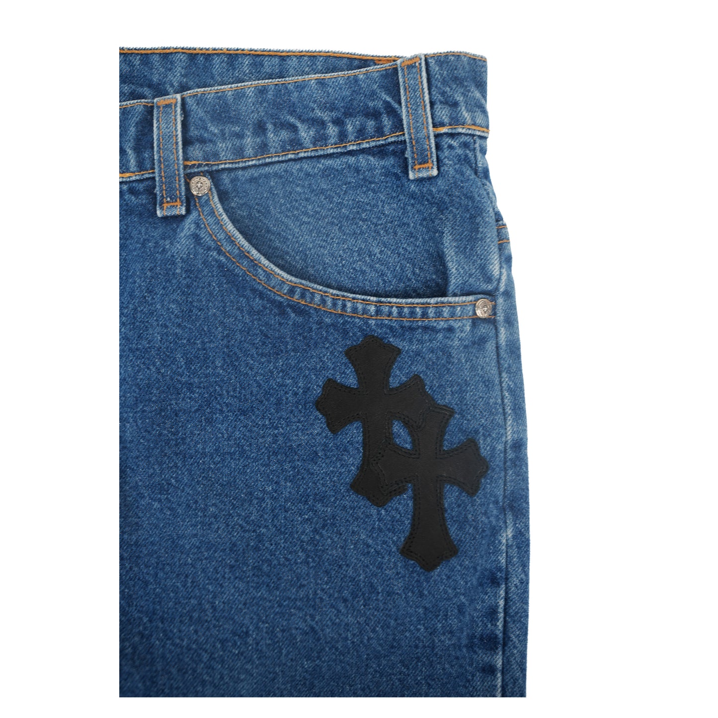 517 Levi's Black Cross Patch Jeans