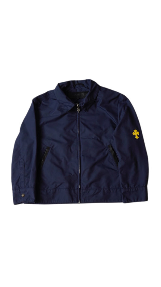 Navy Yellow Patch Women Cropped Nylon Jacket
