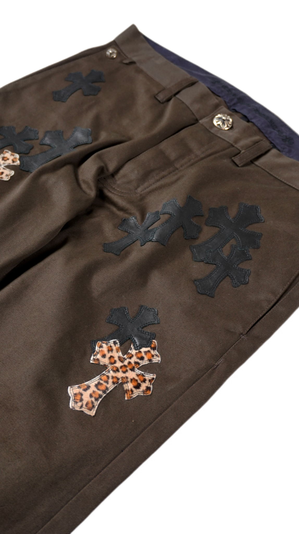 Brown Cheetah Cross Patch Chino Pants