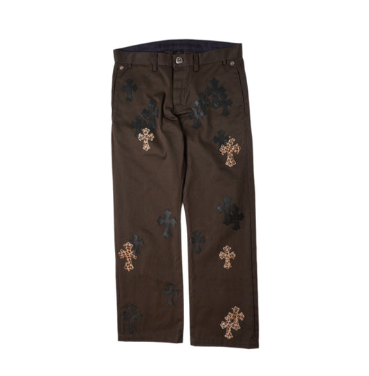 Brown Cheetah Cross Patch Chino Pants