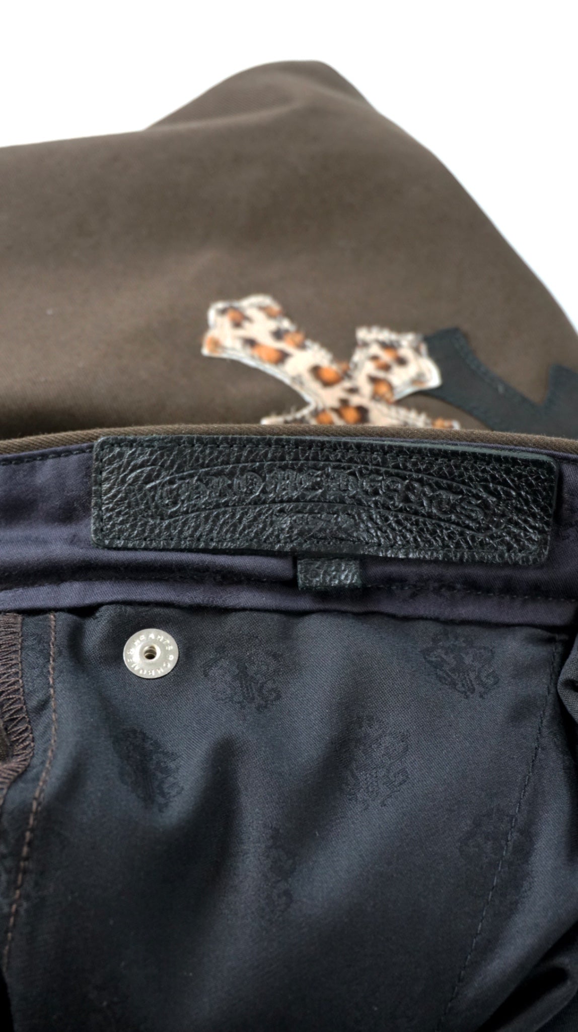 Brown Cheetah Cross Patch Chino Pants