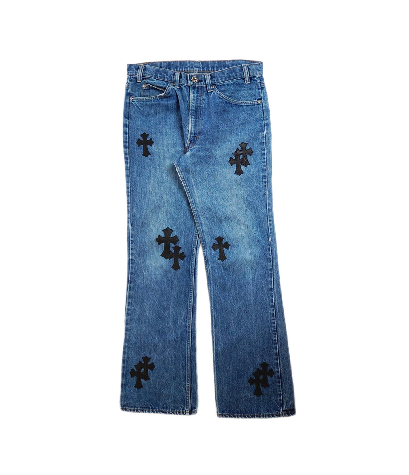 Blue 501 Levi's Black Cross Patch Jeans