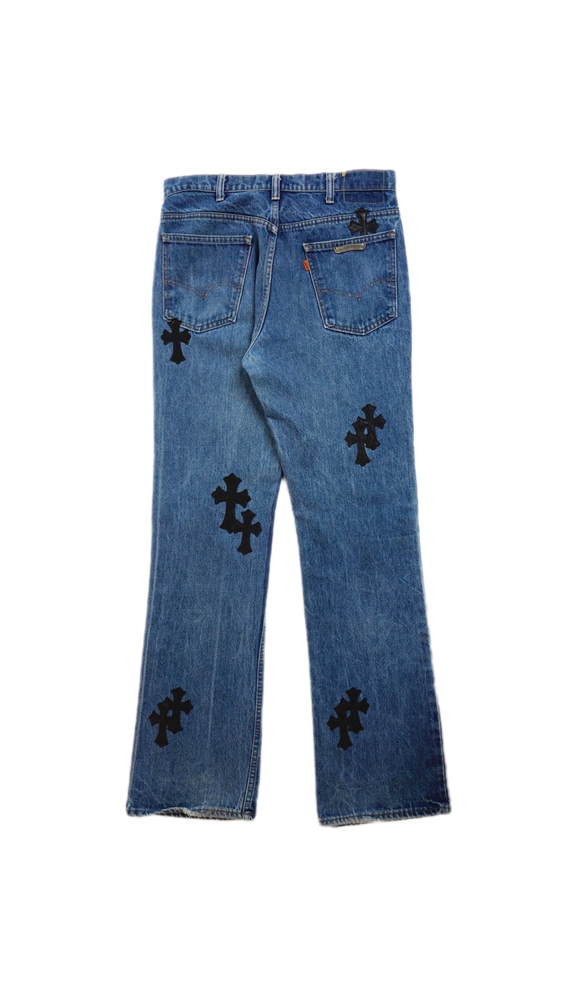 Blue 501 Levi's Black Cross Patch Jeans