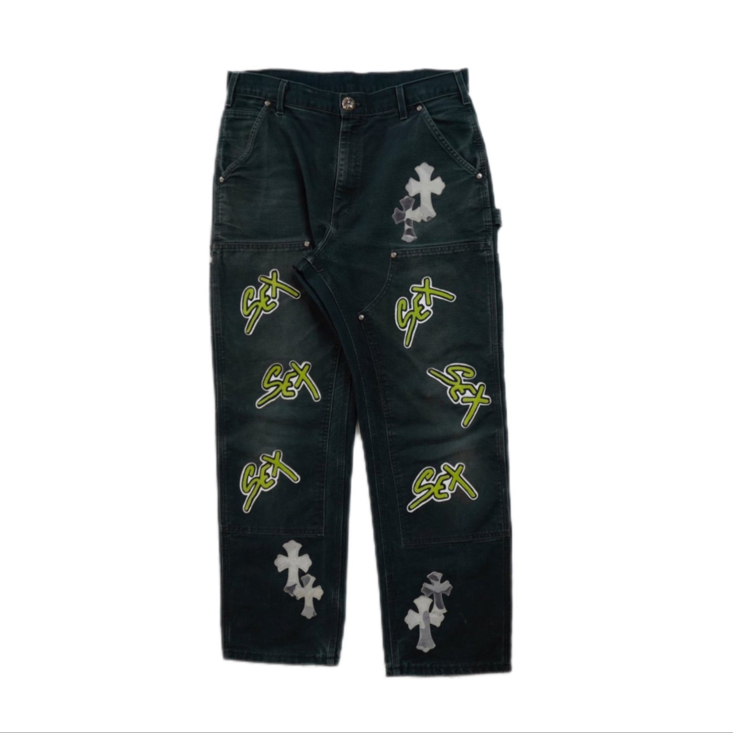 Carhartt Black Sex Records Camo Cross Patch Carpenter Pants