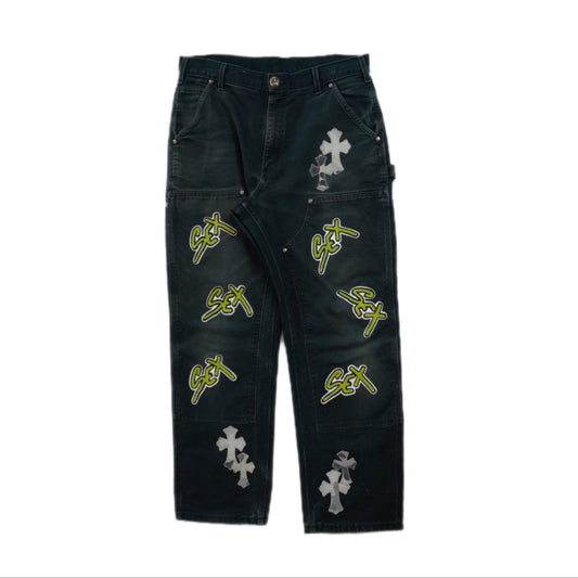 Carhartt Black Sex Records Camo Cross Patch Carpenter Pants