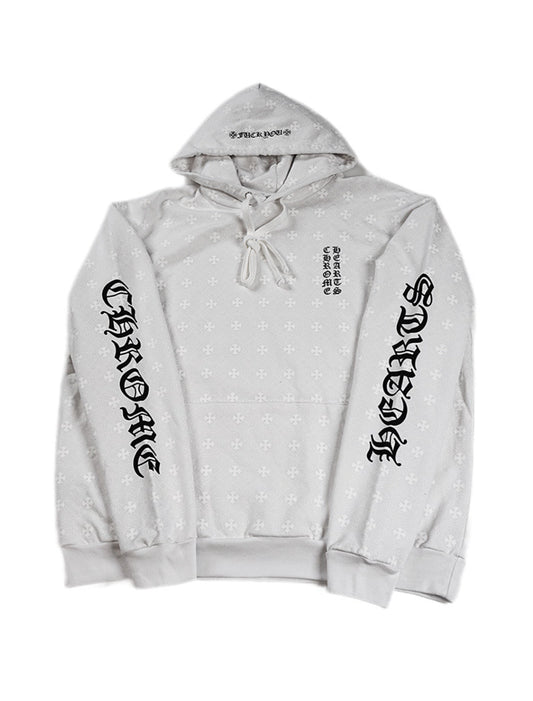 White Monogram Script Hoodie