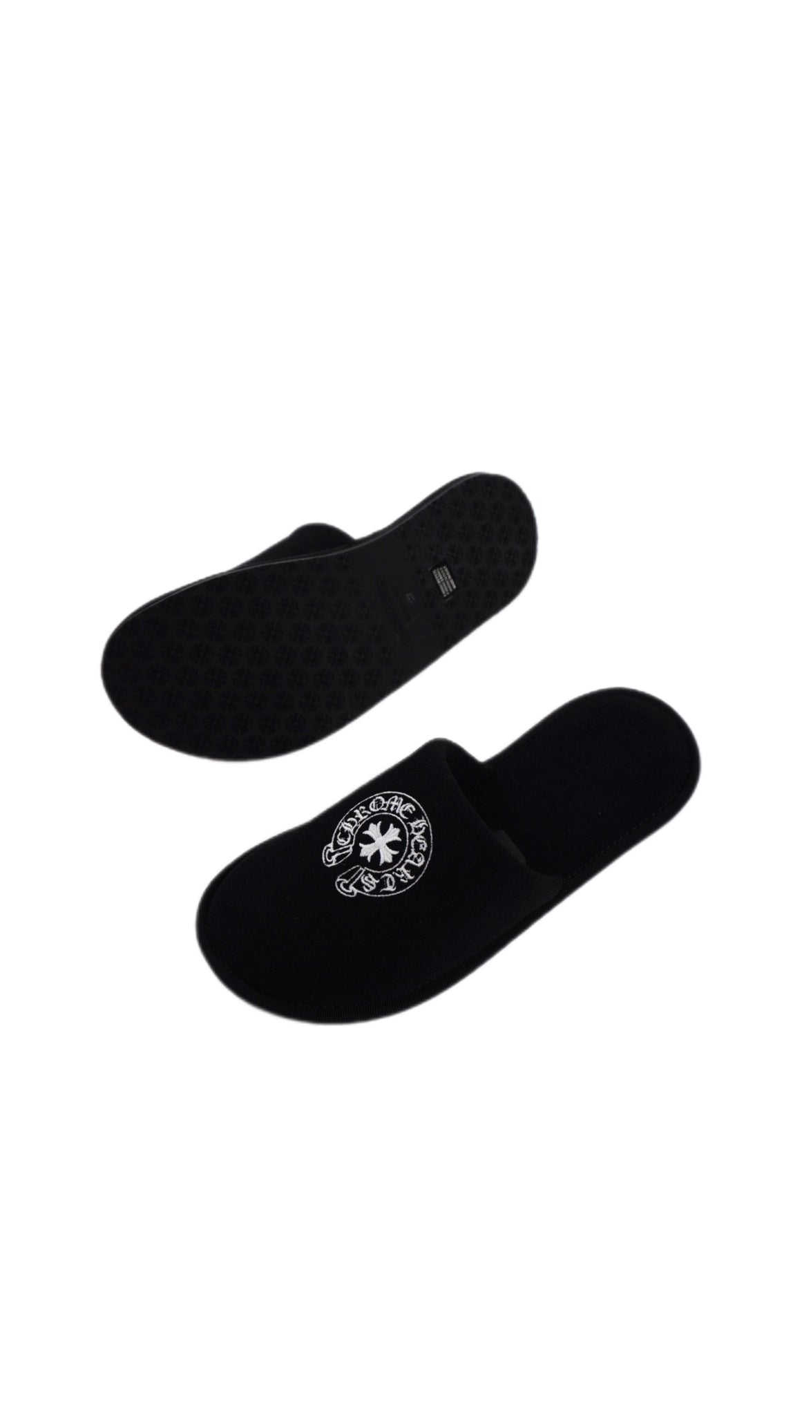 Black Embroidered Hotel Slippers