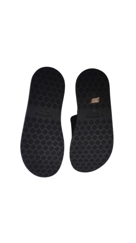 Black Embroidered Hotel Slippers