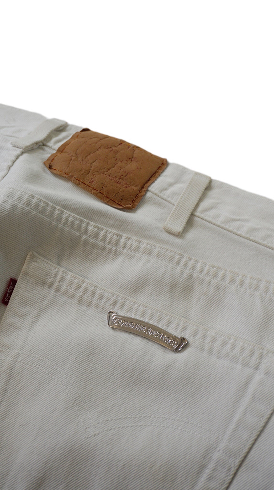 White Levis Blue & Orange Cross Patch St. Barth Exclusive Jeans