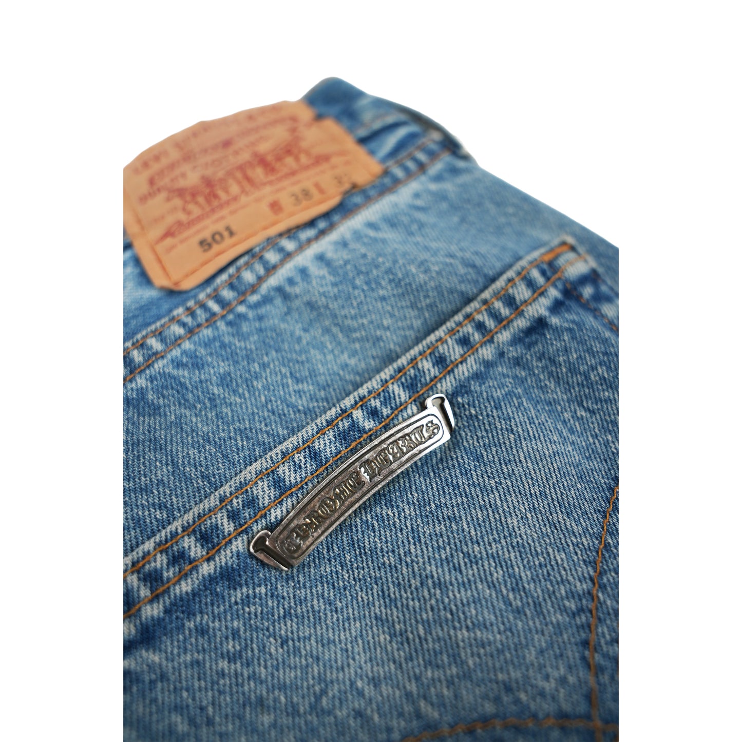 Blue 501 Levi's Black Cross Patch Jeans