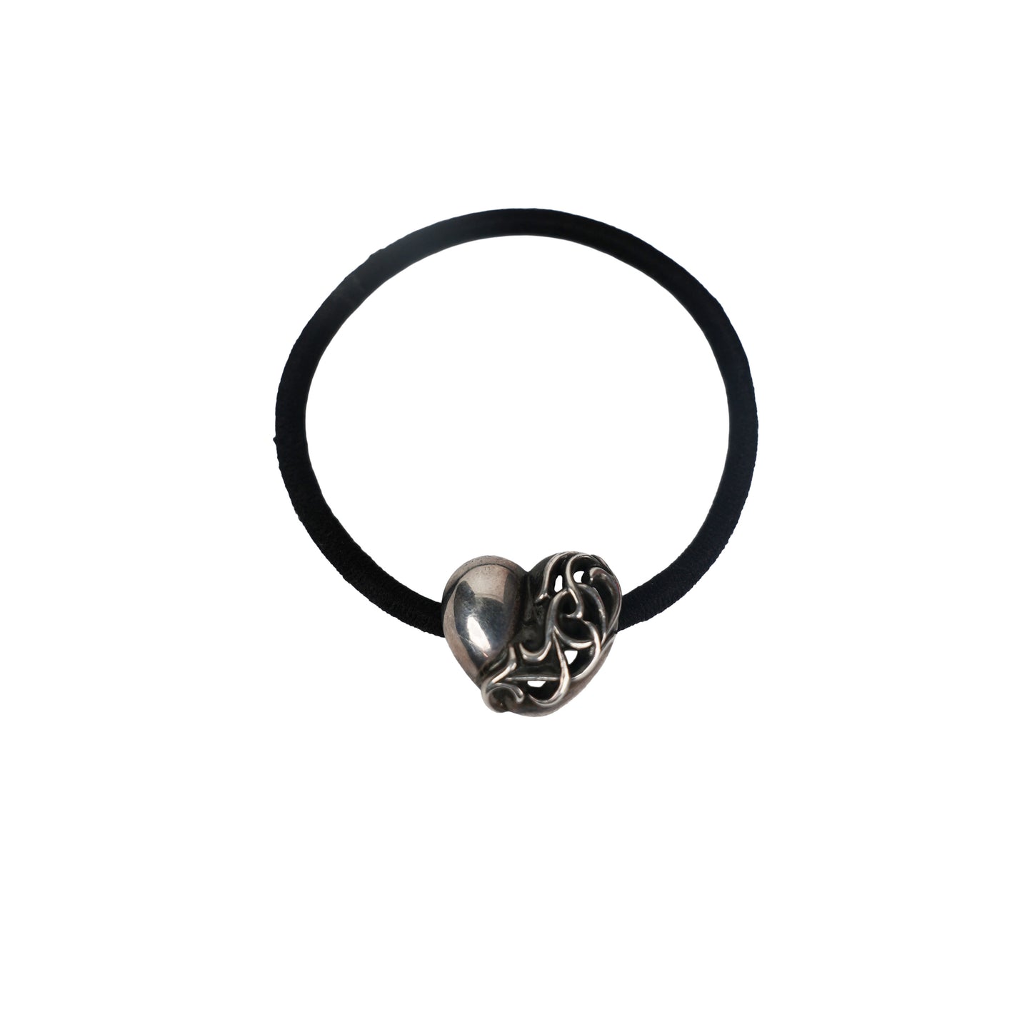 Silver Vine Heart Hair Tie