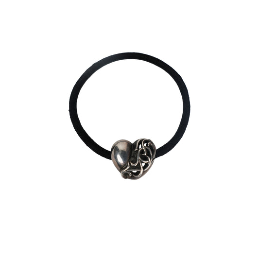 Silver Vine Heart Hair Tie